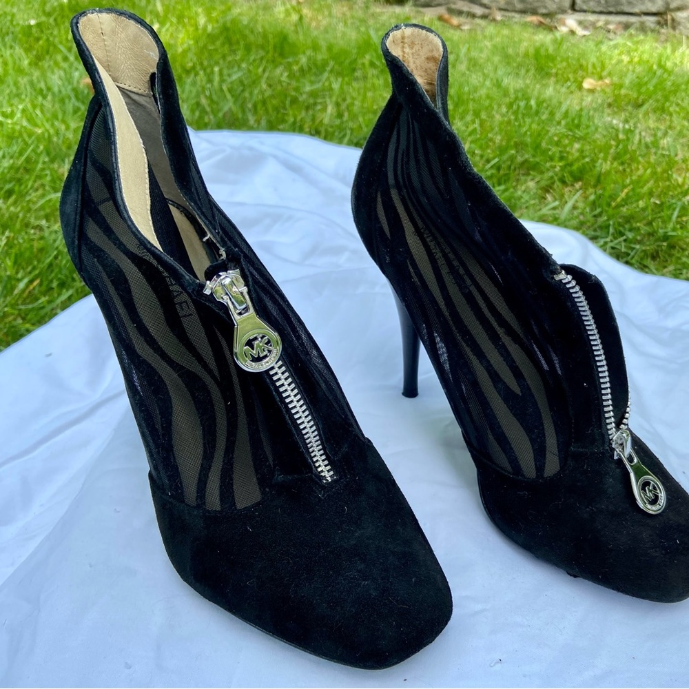 Michael Kors Black Mesh & Suede Booties Size 9.5. Very sexy high heel booties!
